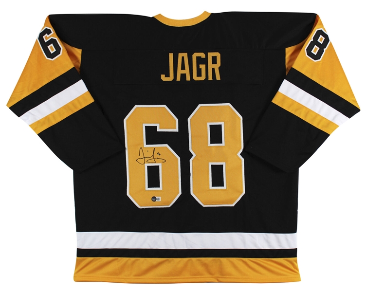 Jaromir Jagr Signed Penguins Style Hockey Jersey (Beckett/BAS)