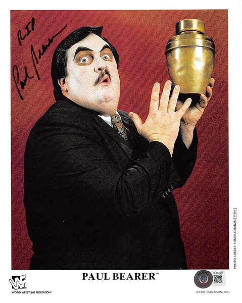 Paul Bearer Signed 8" x 10" WWF Promo Photo with "RIP" Inscription (Beckett/BAS)