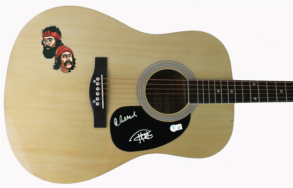 Cheech Marin & Tommy Chong Up in Smoke Signed Natural Acoustic Guitar BAS Wit