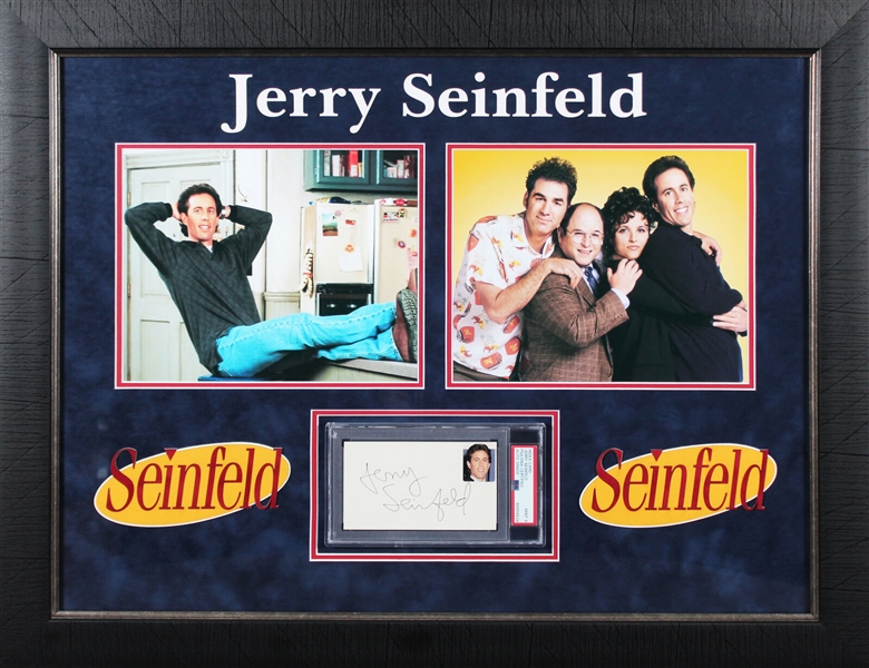 Jerry Seinfeld Signed 3" x 5" Index Card with Early Autograph in Custom Framed Display (PSA/DNA Encapsulated)