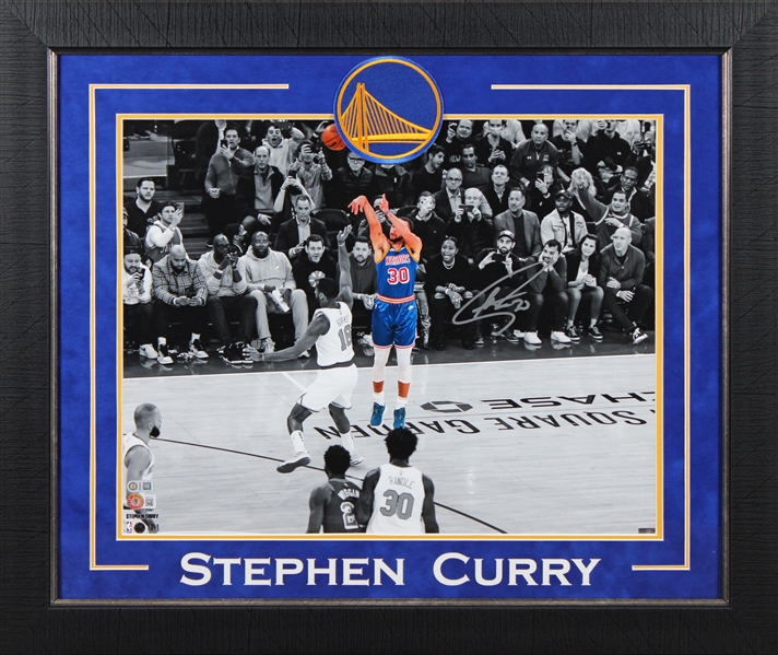 Stephen Curry Signed 16" x 20" Framed Warriors Spotlight Photo (Beckett/BAS Witnessed)