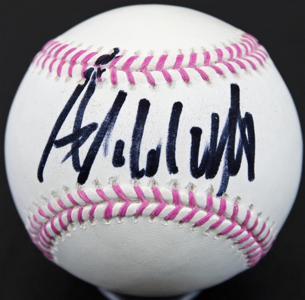 Donald Trump Signed Pink Stitch OML Baseball (PSA/DNA)