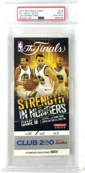 2015 Steph Curry "NBA Finals Game 1 Debut" Ticket Stub Warriors vs. Cavaliers (PSA MINT 9 Ticket Grade)