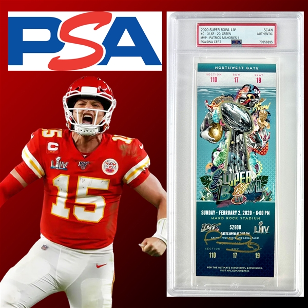 Patrick Mahomes Signed Super Bowl LIV (2020) Full Game Ticket (PSA/DNA Encapsulated)