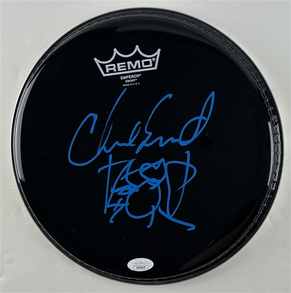 RHCP: Chad Smith Signed 10-Inch REMO Drumhead with Sketch (JSA COA)