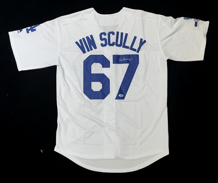 Vin Scully Signed L.A. Dodgers Jersey (PSA/DNA LOA)