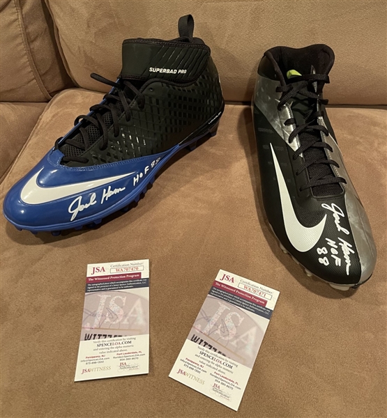 Jack Ham Lot of Two (2) Signed & HOF Inscribed Cleats (JSA Witnessed)