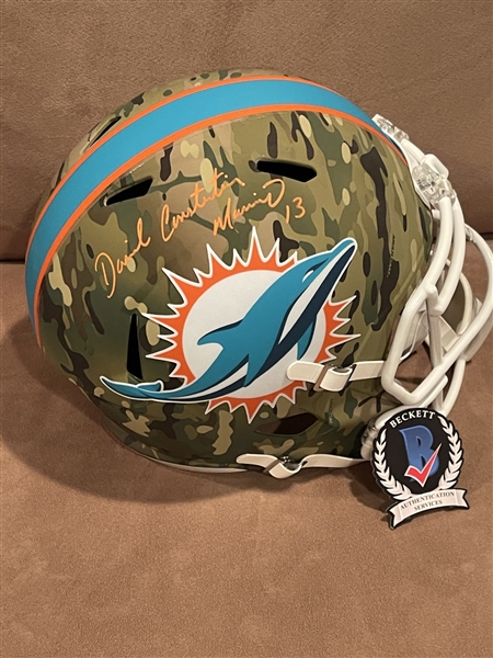 Dan Marino Signed Camo Replica FS Helmet w/ Rare Full Name Autograph! (Beckett/BAS Witnessed)