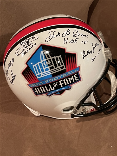 Emmitt Smiths Personally Owned Multi-Signed 2010 FS Replica HOF Induction Helmet (7 Sigs)(Prova)