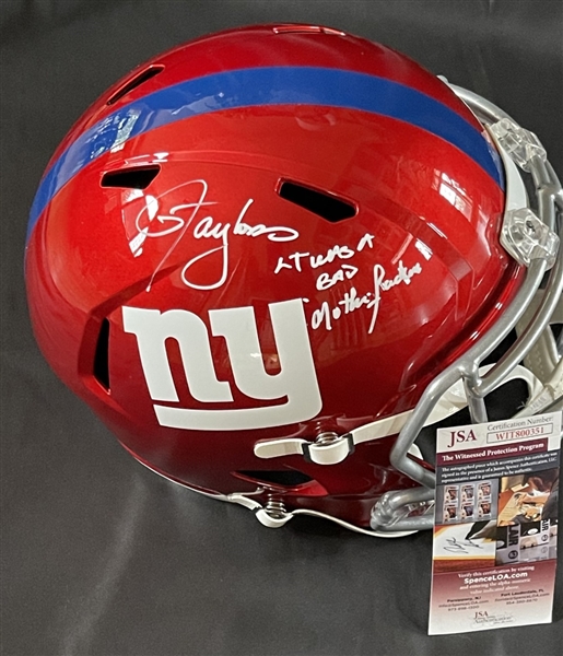 Lawrence Taylor Signed & Profane Inscribed FS Flash Helmet (JSA Witnessed)