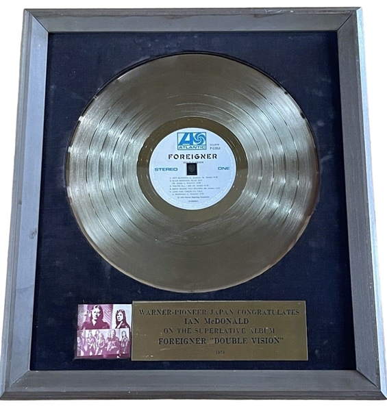 Foreigner: Ian McDonald Personally Owned Japanese Record Award for "Double Vision" (1979)(McDonald Estate)