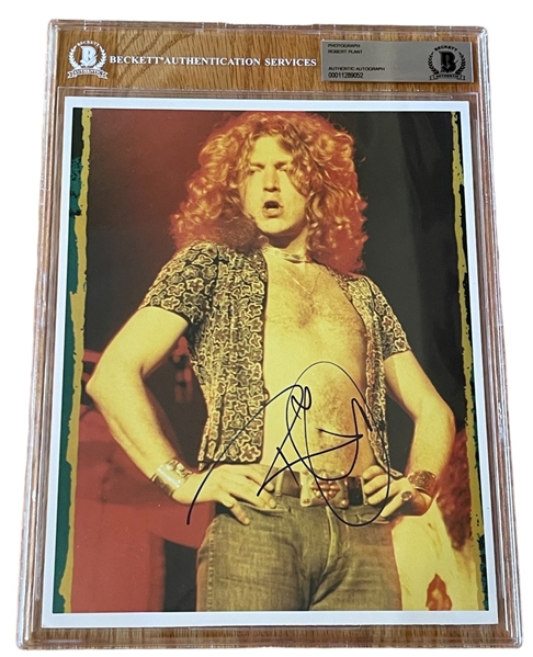 Led Zeppelin: Robert Plant Signed 8" x 10" Color Concert Photo from Classic Zep Era! (Beckett/BAS Encapsulated)