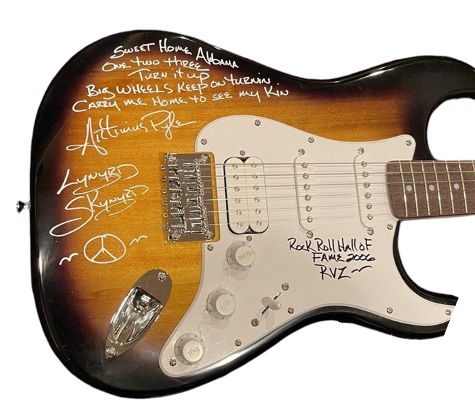 Lynyrd Skynyrd: Artimus Pyle Signed Fenders Squier Stratocaster with "Sweet Home Alabama" Handwritten Lyrics (JSA)