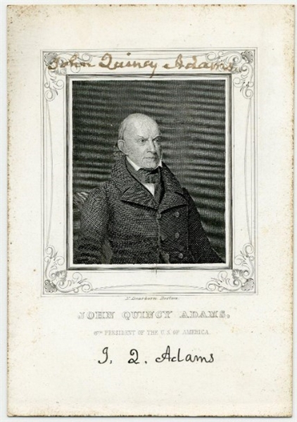 John Quincy Adams SCARCE Signed Presidential Engraving - One of a Few in Existence! (JSA LOA)