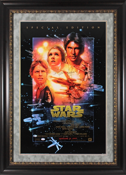 Star Wars Signed & Framed 1997 20th Anniversary Edition Poster with Hamill, Fisher & Ford (Beckett/BAS LOA)