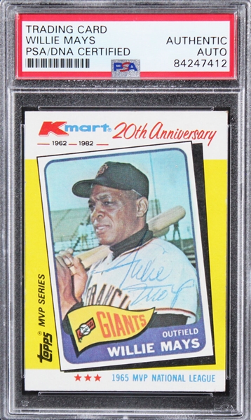 Willie Mays Signed 1982 Kmart 20th Anniversary Topps #8 Card (PSA/DNA Encapsulated)