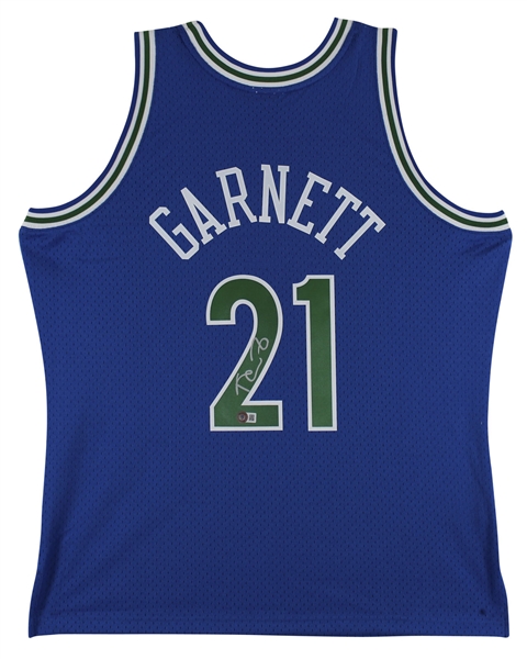 Kevin Garnett Signed Mitchell & Ness 1995-96 Timberwolves Rookie Era Jersey (Beckett/BAS Witnessed)