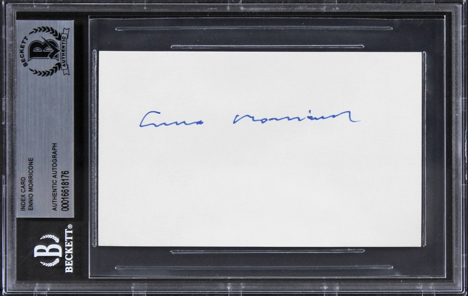 The Good, the Bad and the Ugly: Ennio Morricone Signed 3" x 5" Index Card (Beckett/BAS Encapsulated)