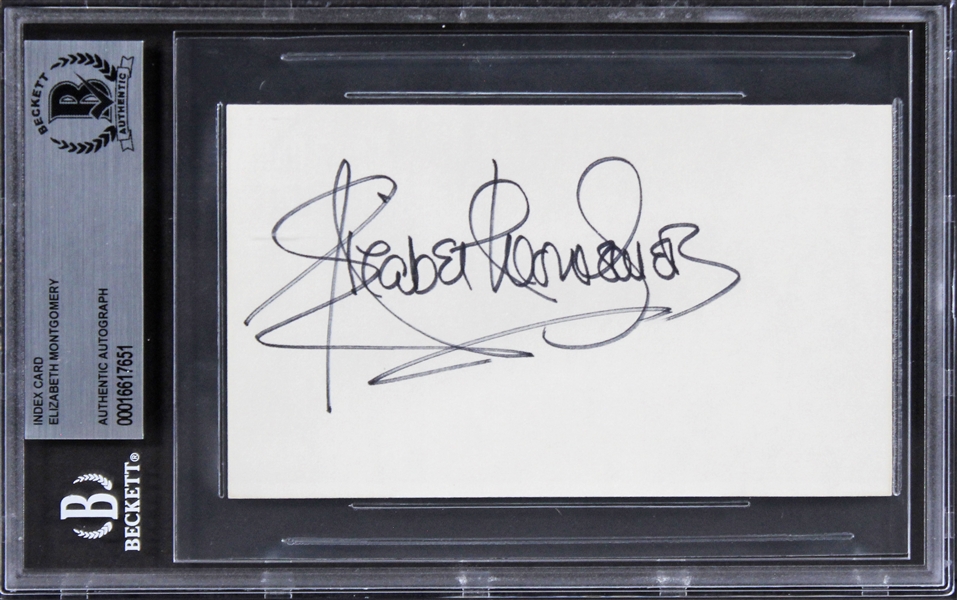 Bewitched: Elizabeth Montgomery Signed 3" x 5" Index Card (Beckett/BAS Encapsulated)