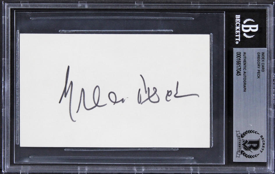 To Kill a Mockingbird: Gregory Peck Signed 3" x 5" Index Card (Beckett/BAS Encapsulated)