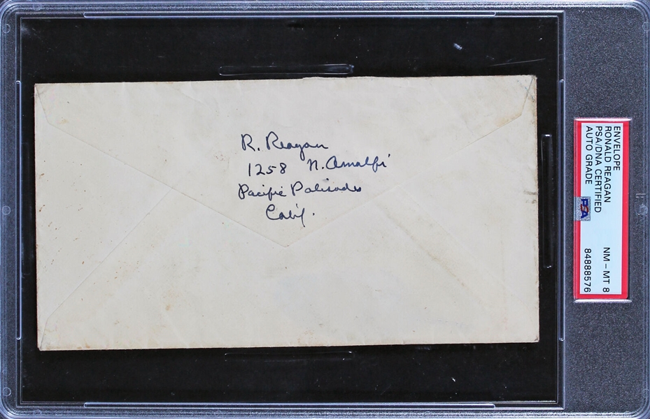 Ronald Reagan Handwritten & Signed Vintage 1955 Envelope Panel (PSA/DNA Encapsulated)