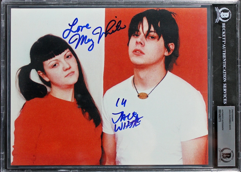 White Stripes: Group Signed 8" x 10" Photo (Beckett/BAS Encapsulated)(JSA & BAS LOA)(Provenance)