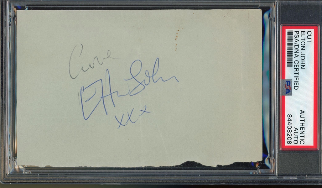 Elton John Signed 3.5" 5.25" Page (PSA/DNA Encapsulated)