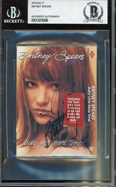 Britney Spears Signed "Baby One More Time" Cassette Cover (Beckett/BAS Encapsulated)