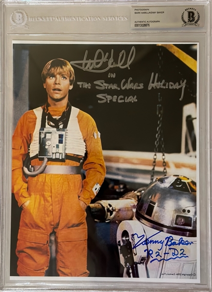 Star Wars: Mark Hamill & Kenny Baker Signed 8" x 10" Photo (Beckett/BAS Encapsulated & LOA) 