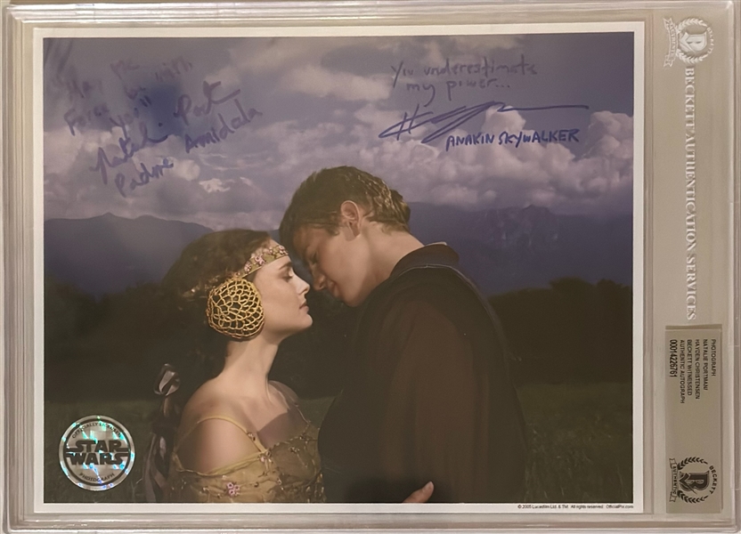 Star Wars: Natalie Portman & Hayden Christensen Signed & Inscribed 8" x 10" Photo (Beckett/BAS Encapsulated & LOA)(Official Pix)