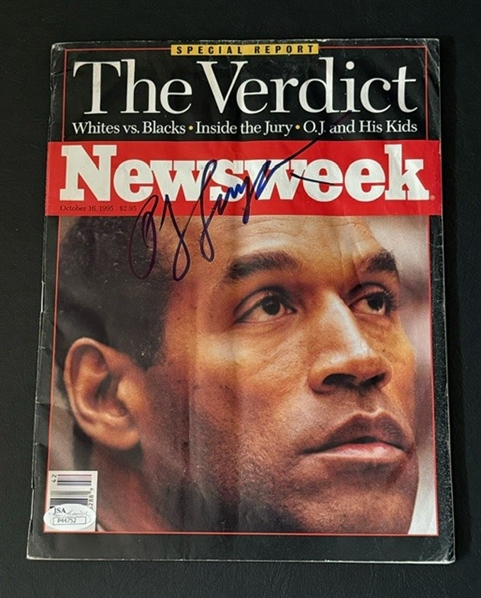 OJ Simpson Signed "The Verdict" Newsweek Magazine Cover w/ Crime Scene Tape (JSA)