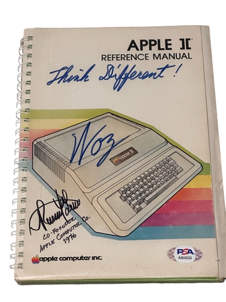 Apple Co-Founders Wayne & Wozniak Dual-Signed Owners Manual w/ Original Vintage Apple 2 Computer & NM 8 & Mint 9 Autos! (PSA/DNA LOA)