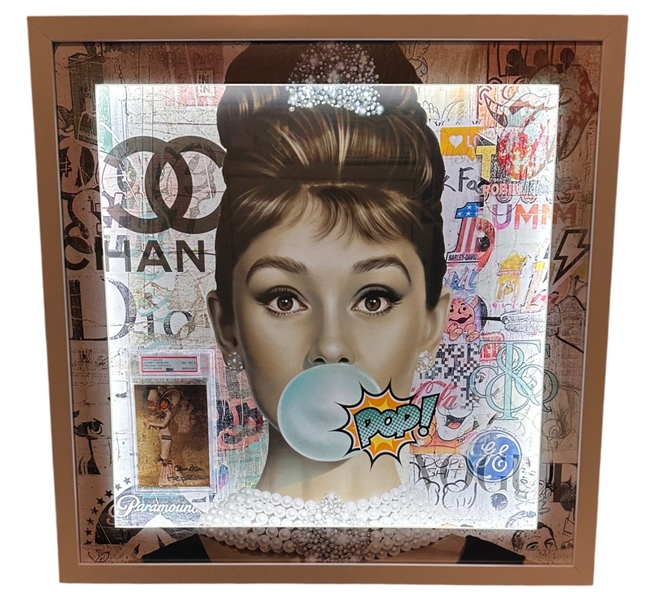 Audrey Hepburn Signed Photo in 24" x 24" Light-Up Shadow Box Display (Auto NM-MT 8)(PSA/DNA Encapsulated)