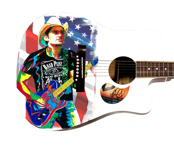 Brad Paisley Signed Pickguard on a Custom Signature Edition Acoustic Guitar