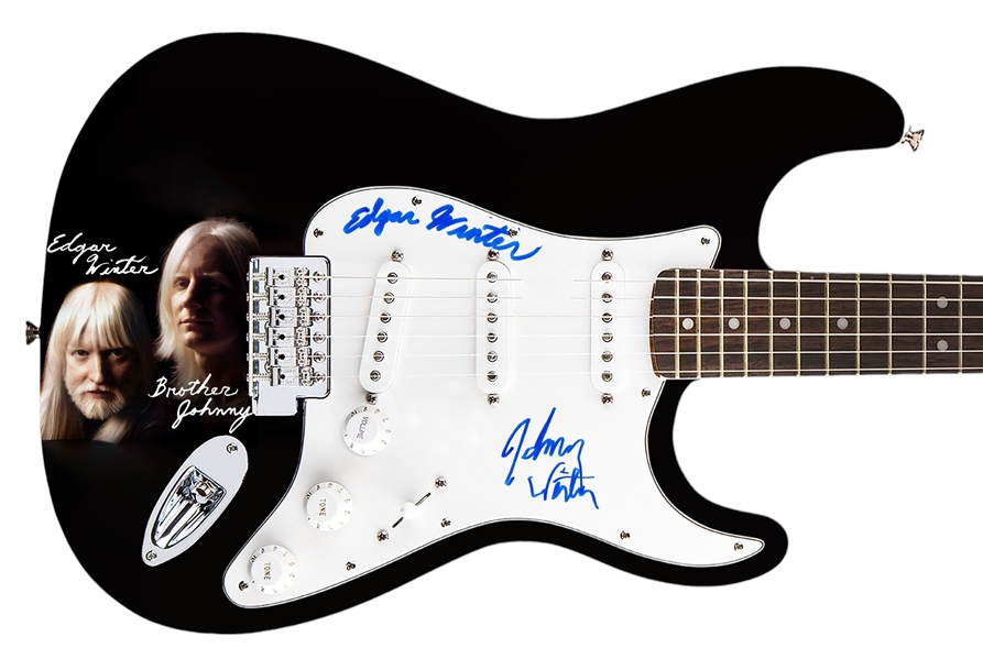 Edgar & Johnny Winter Signed Pickguard on a Custom Fender Guitar (Epperson/REAL LOA)