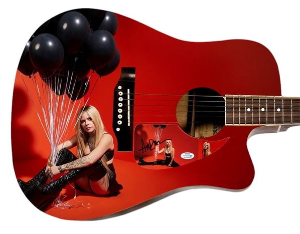 Avril Lavigne Signed Pickguard on a Custom Signature Edition Acoustic Guitar (Epperson/REAL LOA)