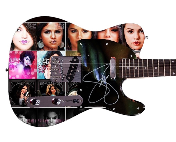 Selena Gomez Signed Pickguard on a Custom Signature Edition Guitar (Epperson/REAL LOA)