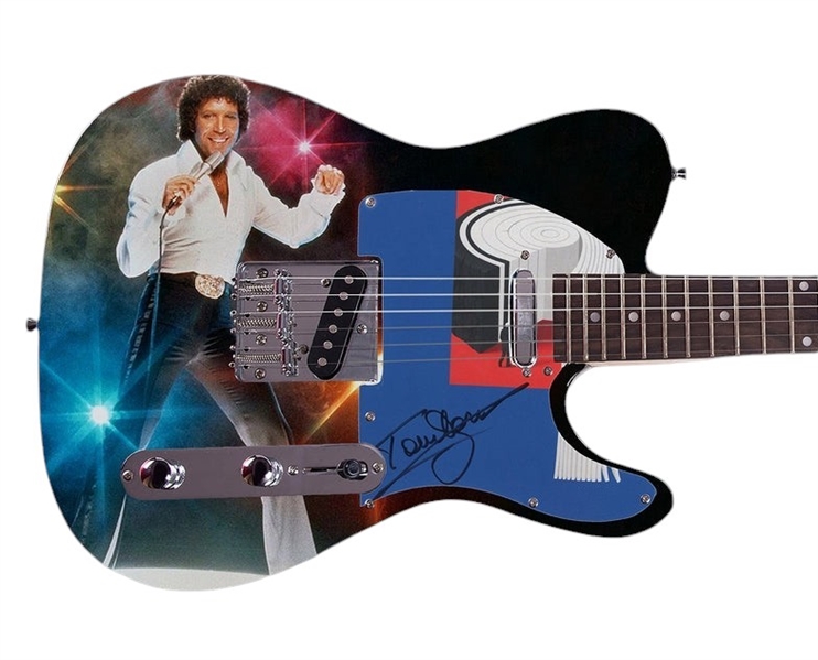 Tom Jones Signed Pickguard on a Custom Signature Edition Guitar (Epperson/REAL LOA)