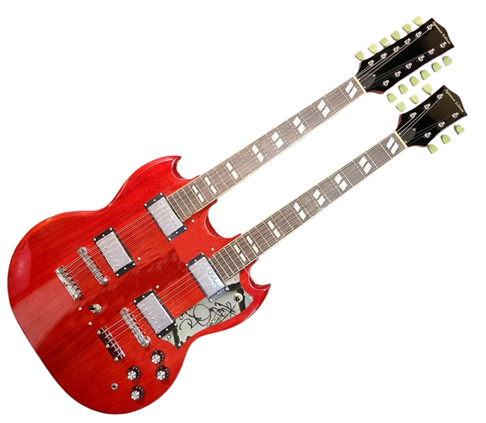 Led Zeppelin: Jimmy Page & Robert Plant Dual-Signed Pickguard on Custom Double-Neck 18-String Signature Edition Guitar (Epperson/REAL LOA)