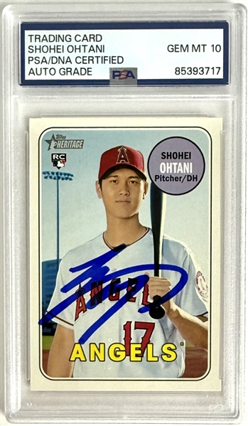 Shohei Ohtani Signed 2018 Topps Heritage #600 Rookie Card w/ Gem Mint 10 Auto! (PSA/DNA Encapsulated)