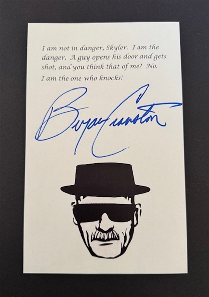 Bryan Cranston Signed 5.5" x 9" Page w/ “I am the one who knocks” Breaking Bad Quote (Third Party Guaranteed)