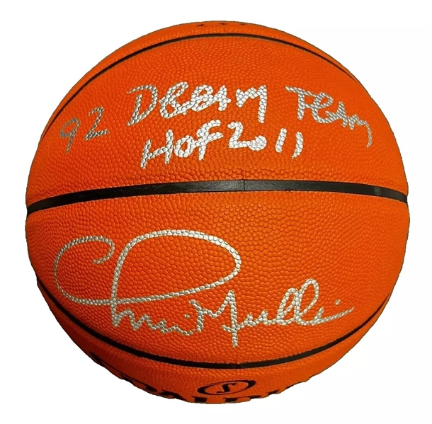 Chris Mullin Signed & Dream Team Inscribed Spalding NBA Basketball (PSA/DNA)