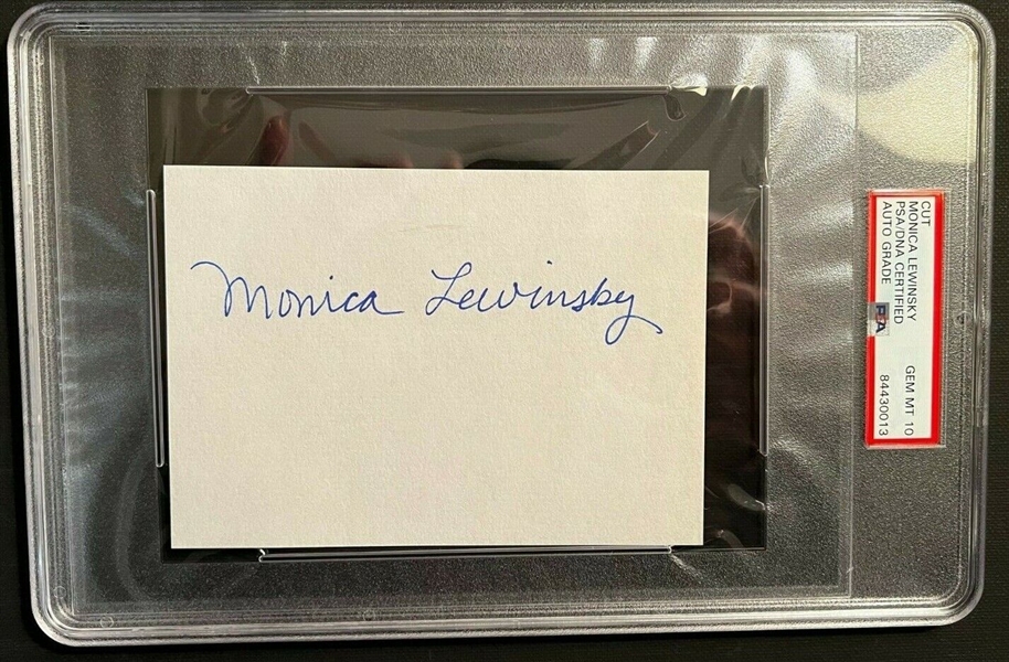 Monica Lewinsky Signed 4" x 5.5" Segment w/ Auto Gem Mint 10! (PSA/DNA Encapsulated)