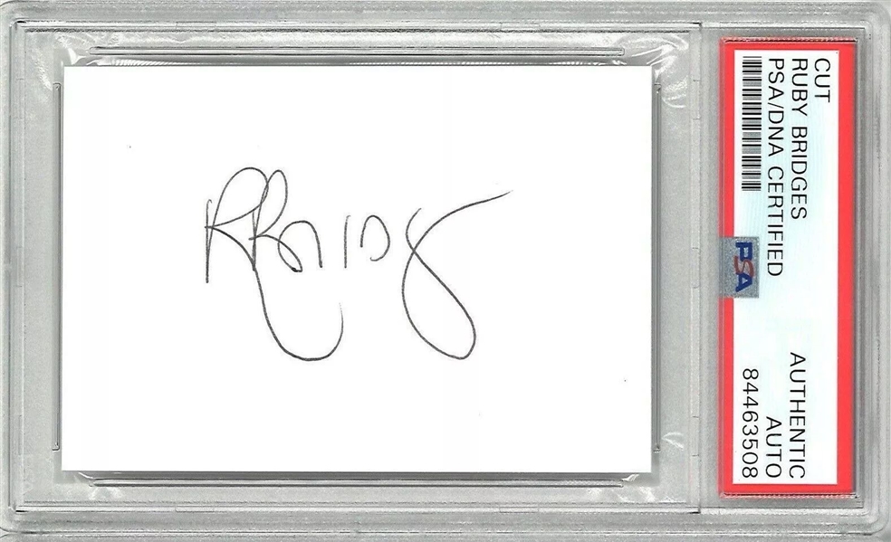 Ruby Bridges Signed 2.5" x 3.5" Segment :: First To Desegregate School in 1960! (PSA/DNA Encapsulated)