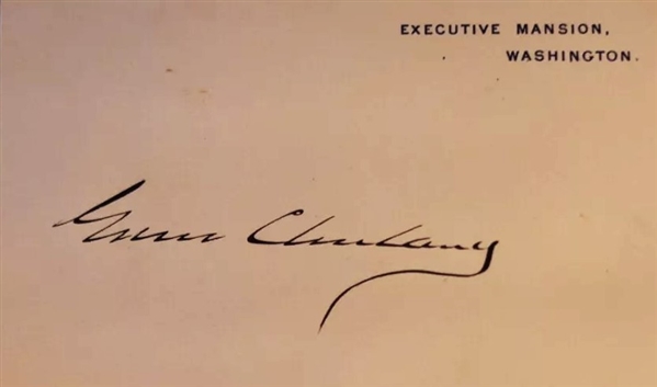 President Grover Cleveland Near-Mint Signed White House Card (Third Party Guaranteed)