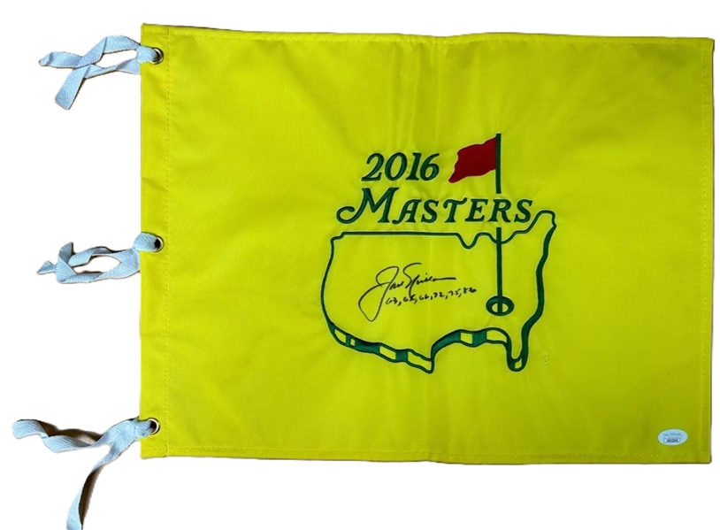 Jack Nicklaus Rare Signed & Winning Year Inscribed Masters Flag (JSA)