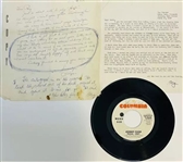 Unreleased "Texas-1947" 45 Record Signed by Johnny Cash + Handwritten Letters by Ray Cash (JSA)