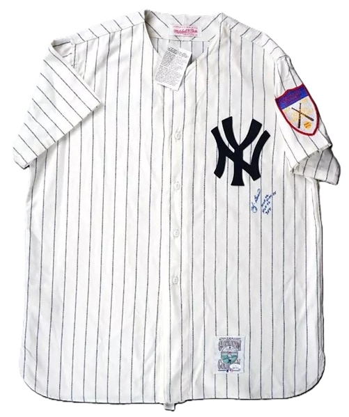 Yogi Berra Rare Signed Mitchell & Ness 1951 Yankees Jersey w/ "MVP 1951, 54, 55, HOF 72 & 358" Stat Inscriptions! (JSA)