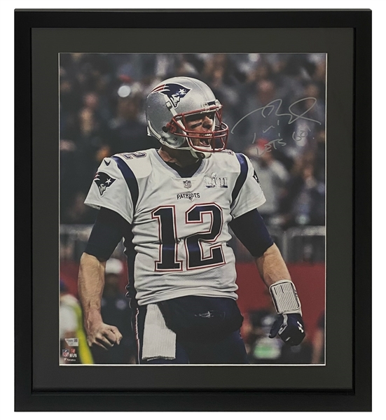 Tom Brady Signed & Inscribed 20" x 24" Photo in Framed Display (Fanatics)