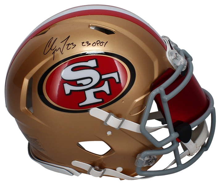 Christian McCaffrey Signed & "23 OPOY" Inscribed 49ers Authentic Helmet w/ Visor (Fanatics)